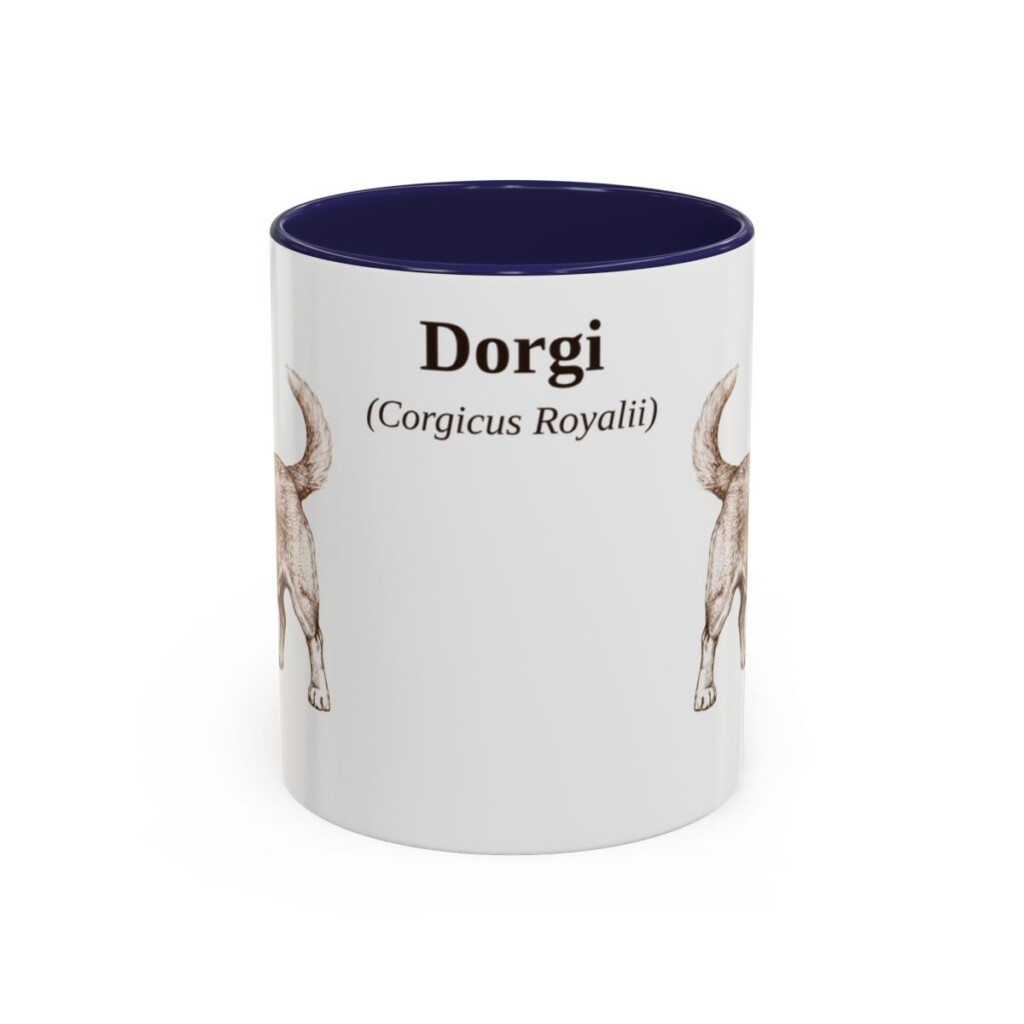 11oz Dorgi Latin Mug, Navy, front view