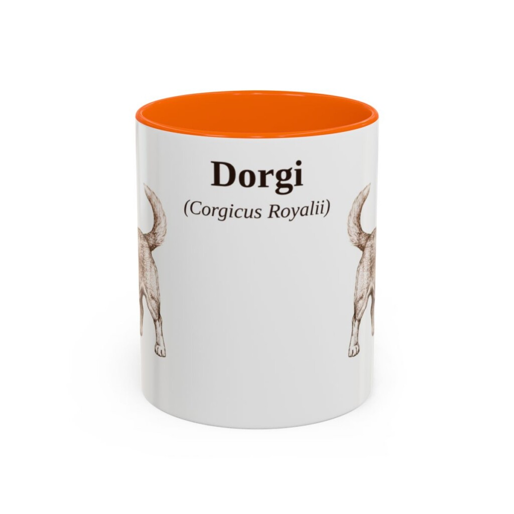 11oz Dorgi Latin Mug, Orange, front view