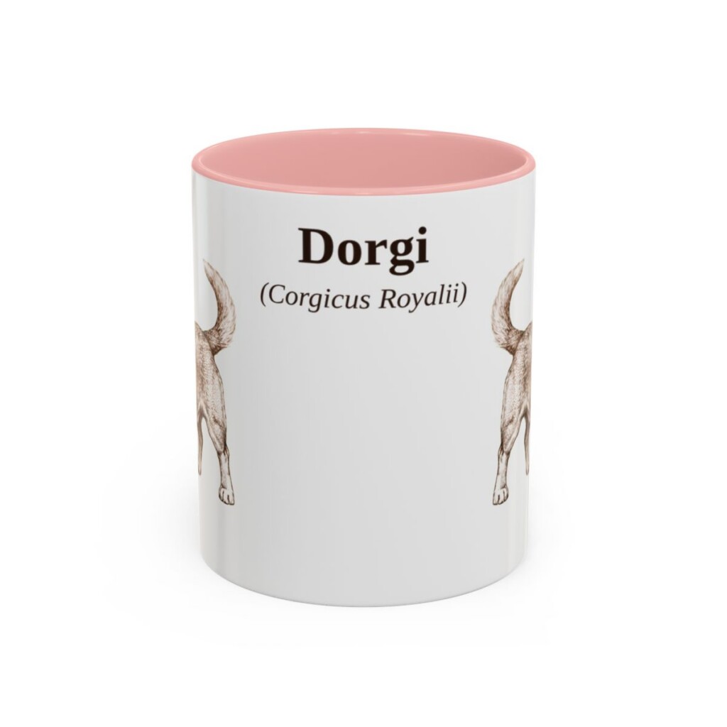 11oz Dorgi Latin Mug, Pink, front view