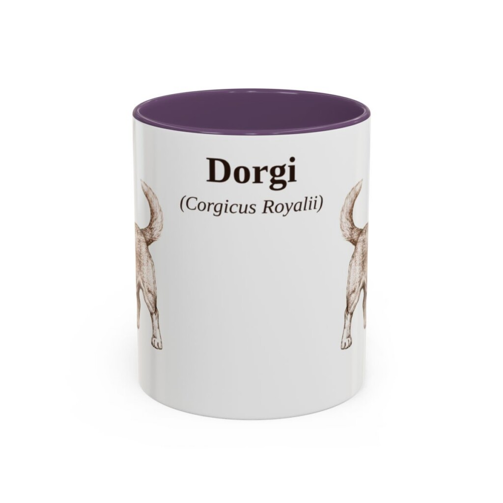 11oz Dorgi Latin Mug, Purple, front view
