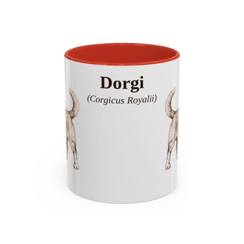 11oz Dorgi Latin Mug, Red, front view