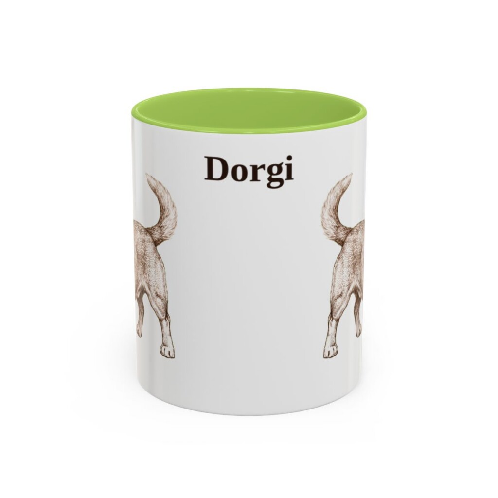 11oz Dorgi Mug, Light Green, front view