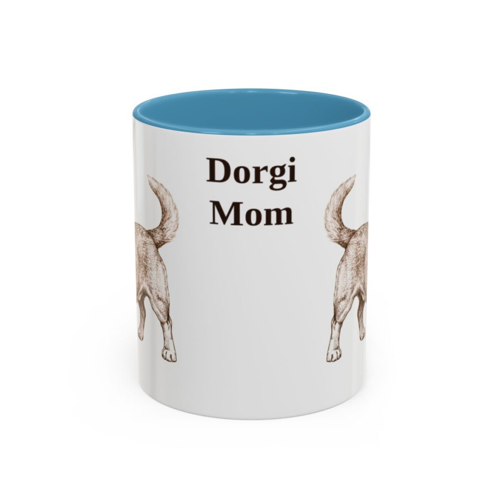 11oz Dorgi Dog Mom Mug, Light Blue, front view