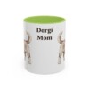 11oz Dorgi Dog Mom Mug, Light Green, front view