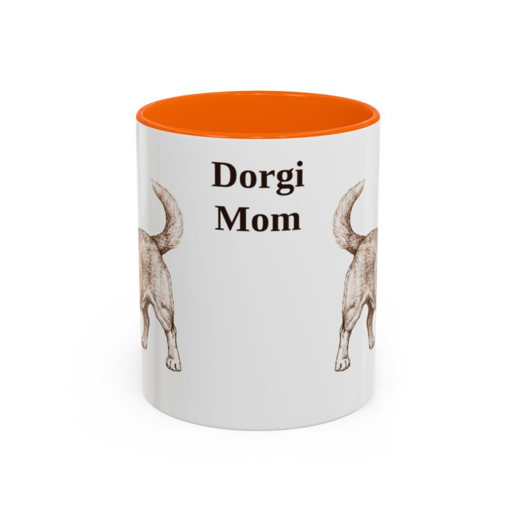11oz Dorgi Dog Mom Mug, Orange, front view