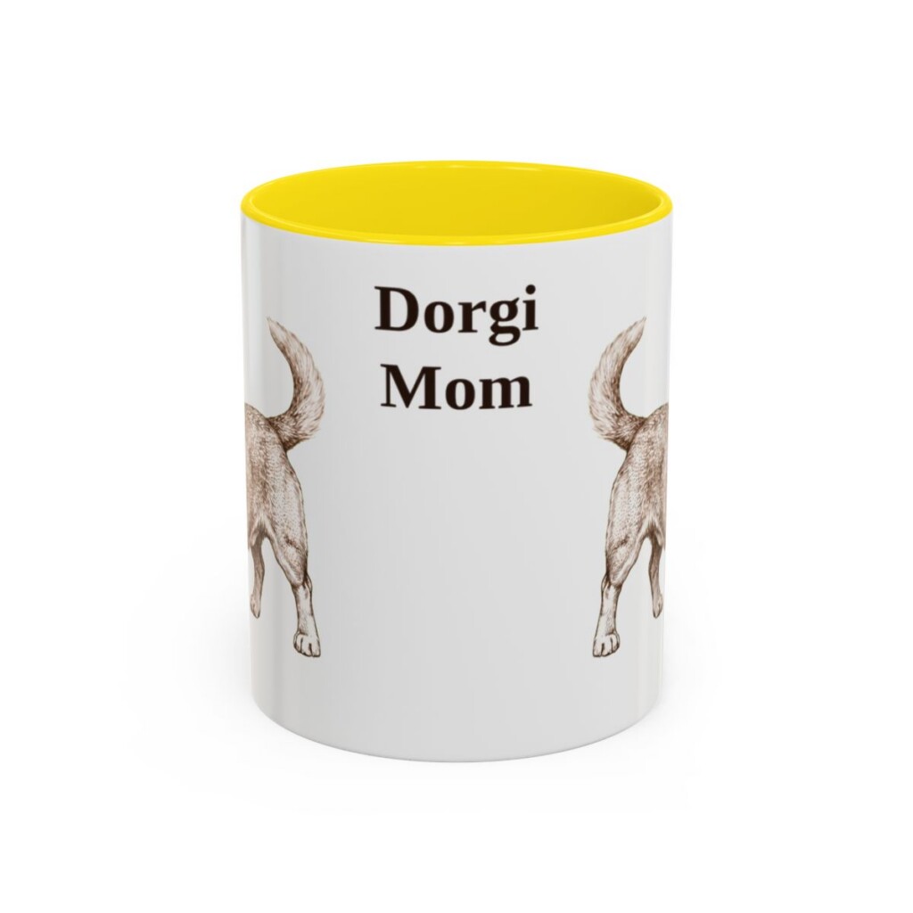 11oz Dorgi Dog Mom Mug, Yellow, front view