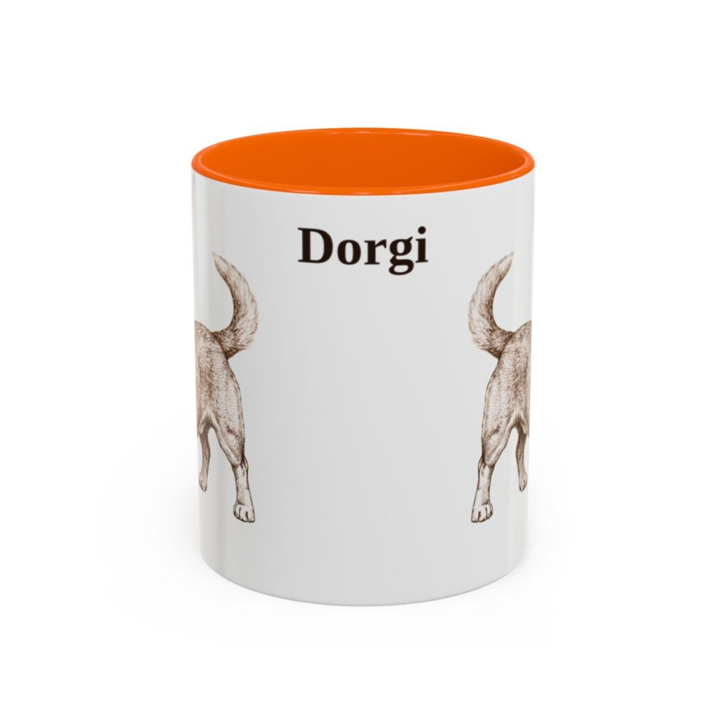 11oz Dorgi Mug, Orange, front view