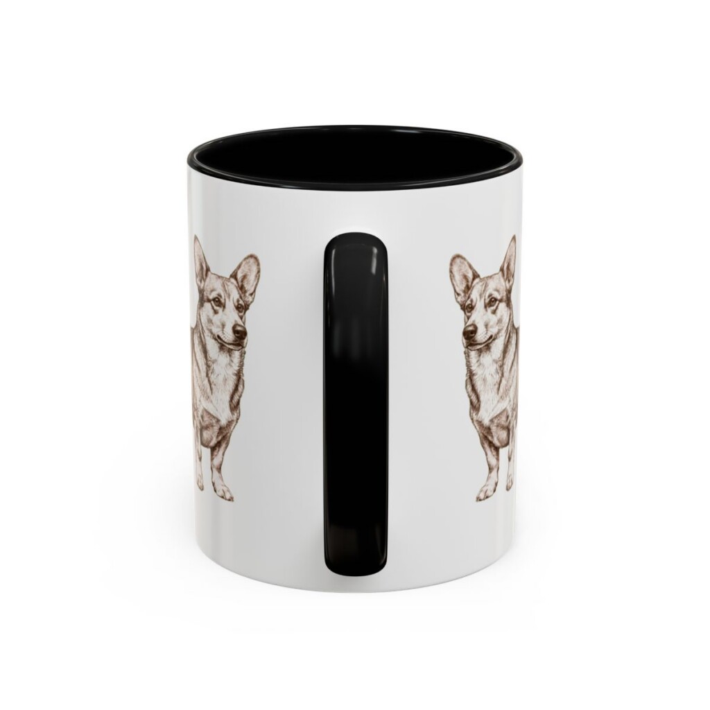 11oz Dorgi Mug, Black, back view