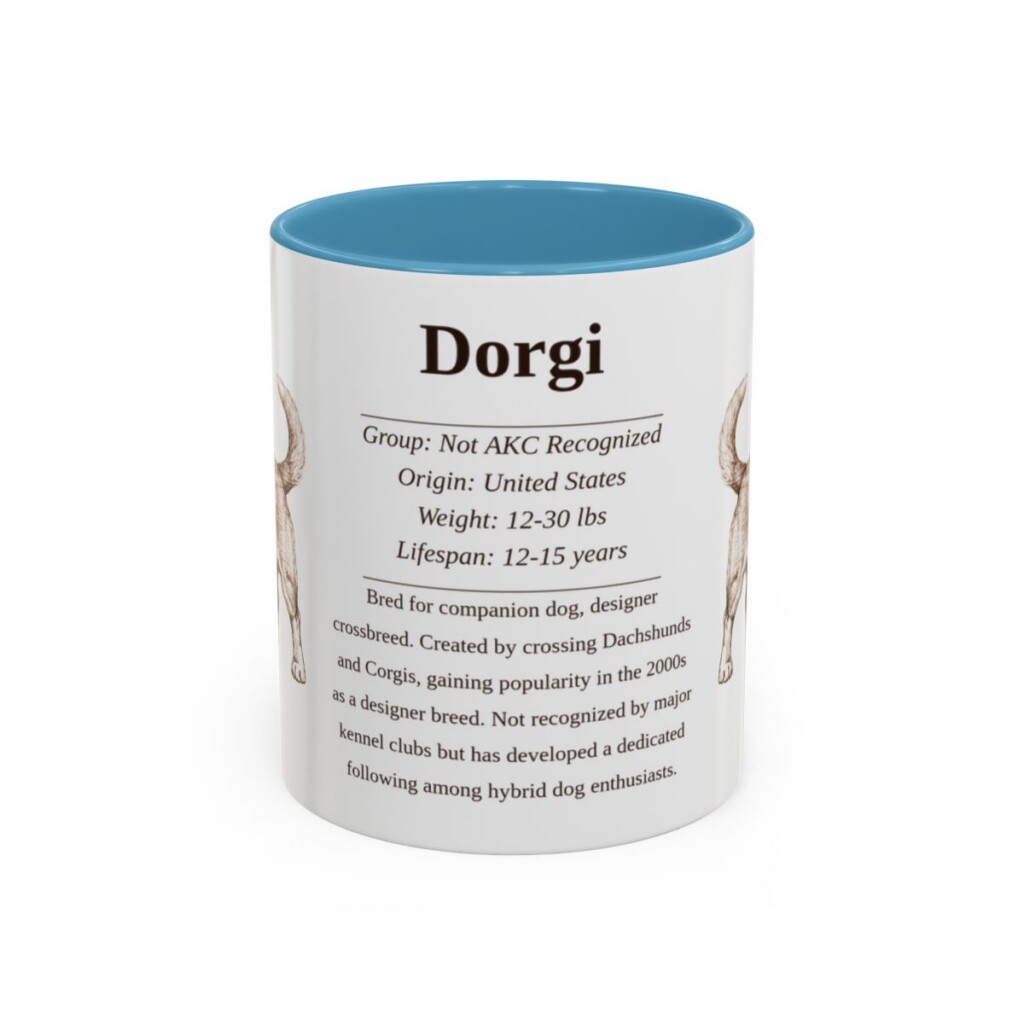 11oz Dorgi Mug, Light Blue, front view