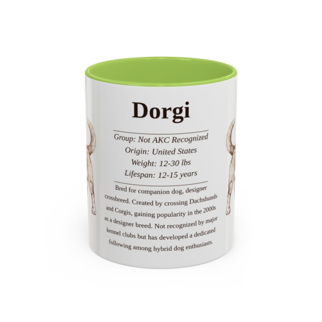 11oz Dorgi Mug, Light Green, front view
