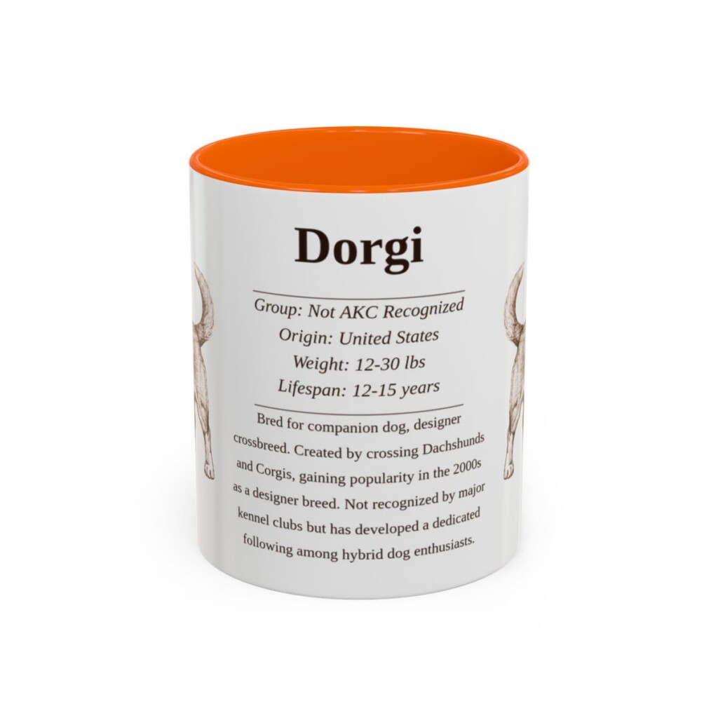 11oz Dorgi Mug, Orange, front view