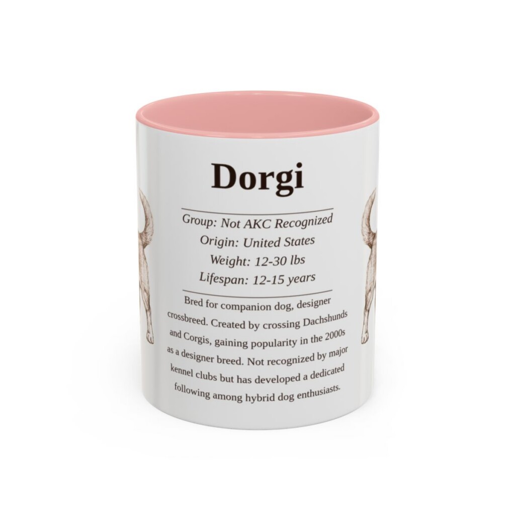 11oz Dorgi Mug, Pink, front view