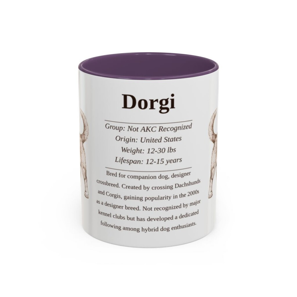 11oz Dorgi Mug, Purple, front view