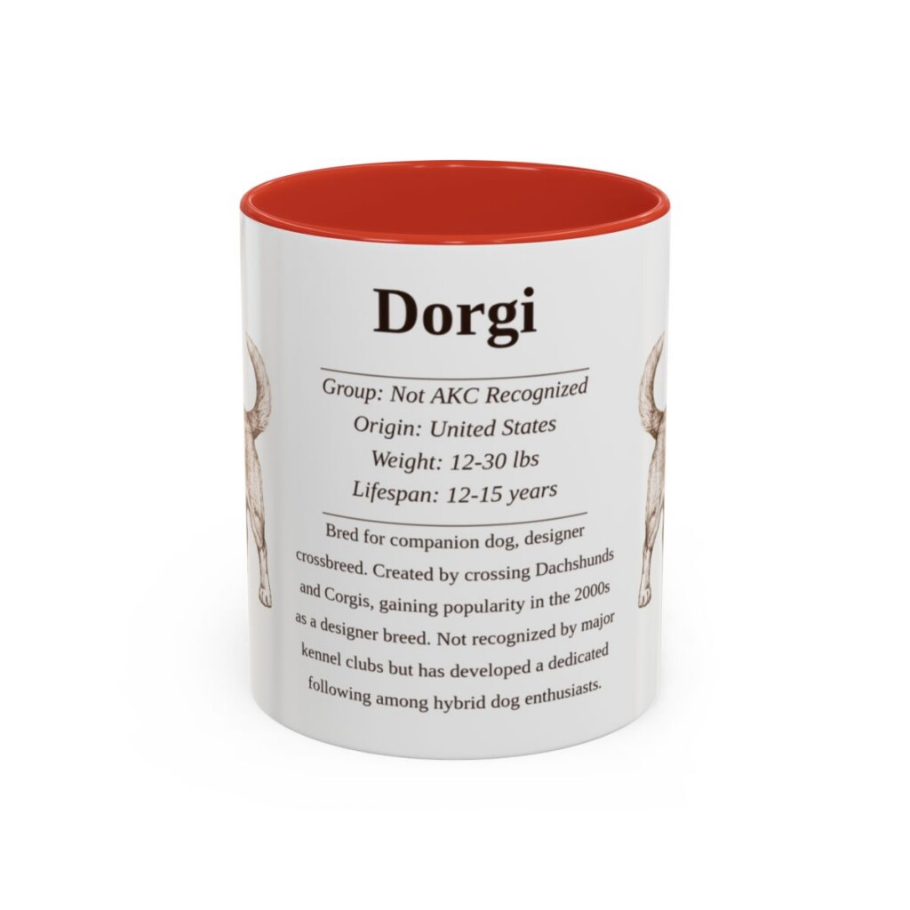 11oz Dorgi Mug, Red, front view