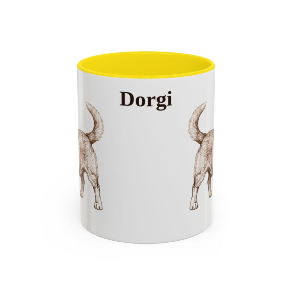 11oz Dorgi Mug, Yellow, front view