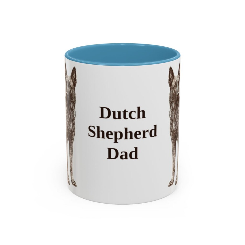 11oz Dutch Shepherd Dog Dad Mug, Light Blue, front view