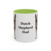 11oz Dutch Shepherd Dog Dad Mug, Light Green, front view