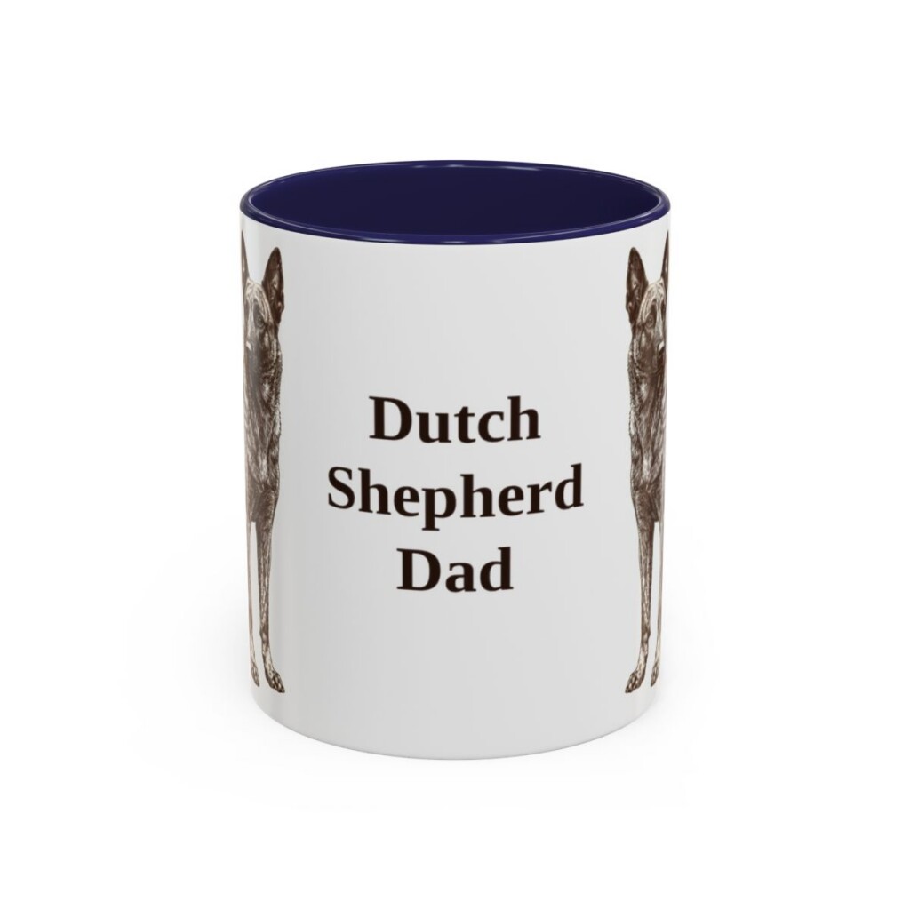 11oz Dutch Shepherd Dog Dad Mug, Navy, front view