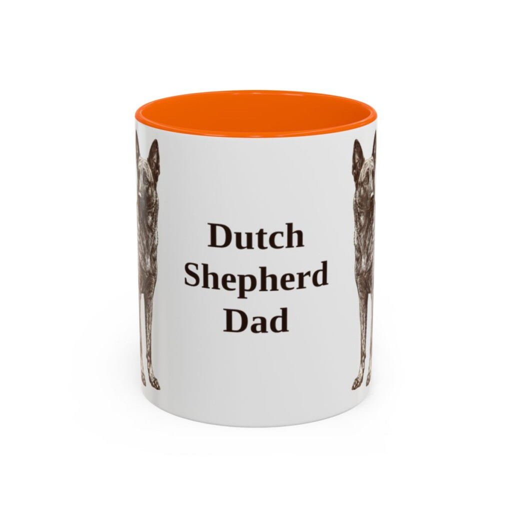 11oz Dutch Shepherd Dog Dad Mug, Orange, front view