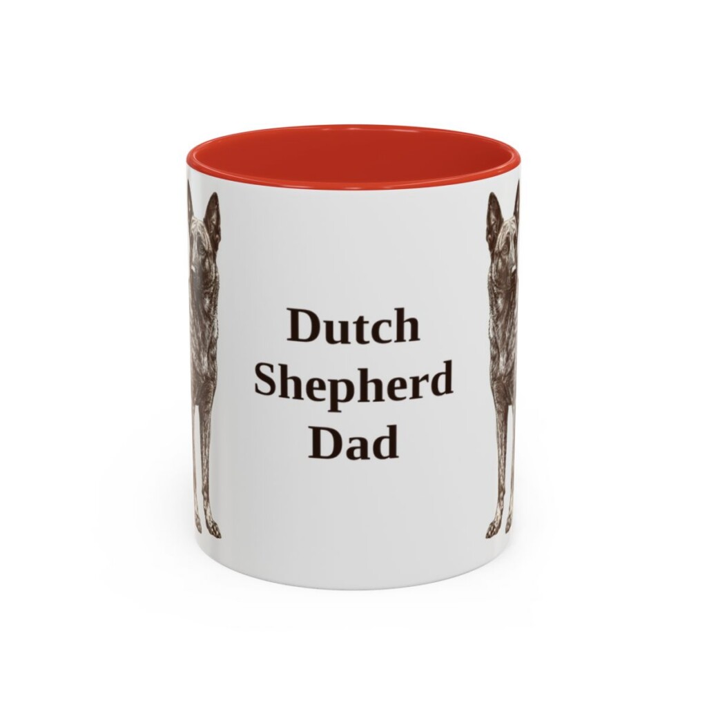 11oz Dutch Shepherd Dog Dad Mug, Red, front view