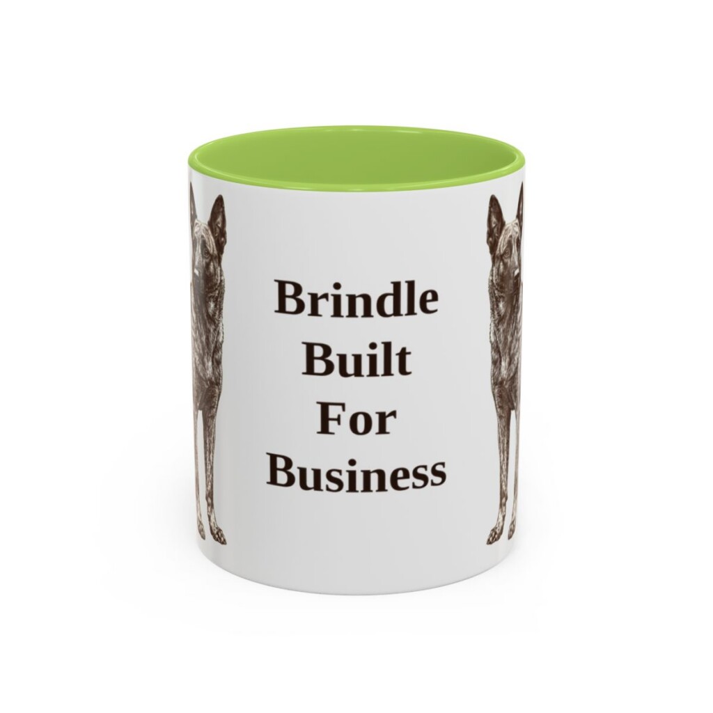 11oz Funny Dutch Shepherd Mug, Light Green, front view
