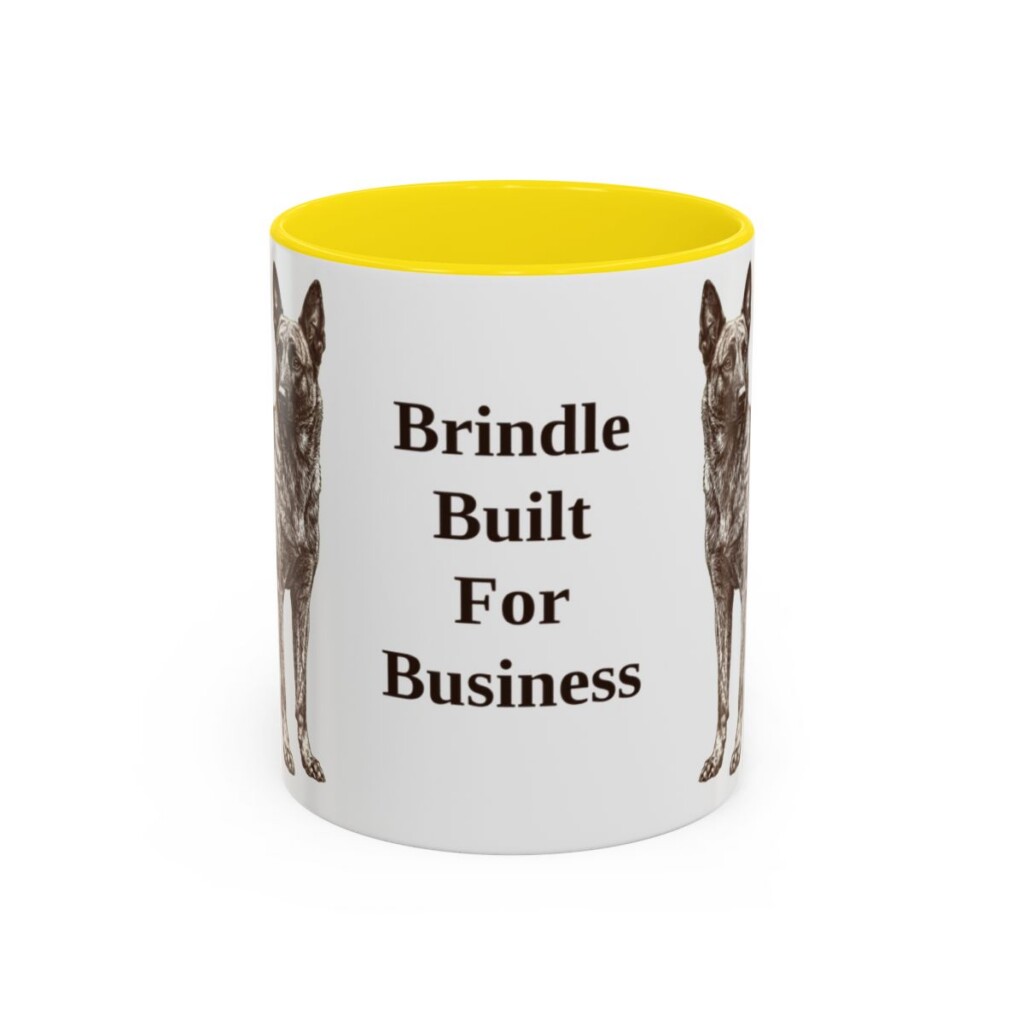11oz Funny Dutch Shepherd Mug, Yellow, front view