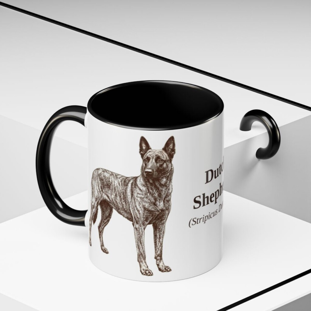 11oz Dutch Shepherd Latin Mug, Black, lifestyle photo