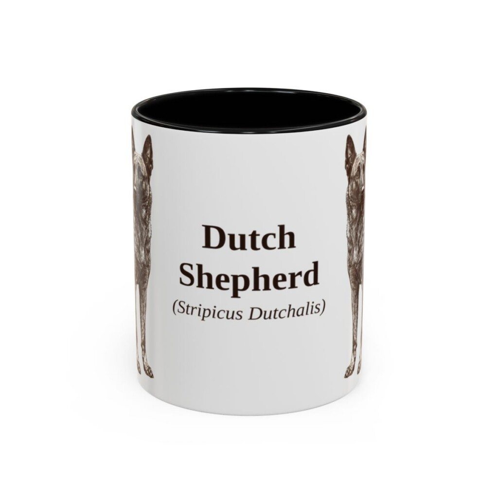11oz Dutch Shepherd Latin Mug, Black, front view