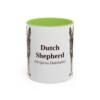 11oz Dutch Shepherd Latin Mug, Light Green, front view