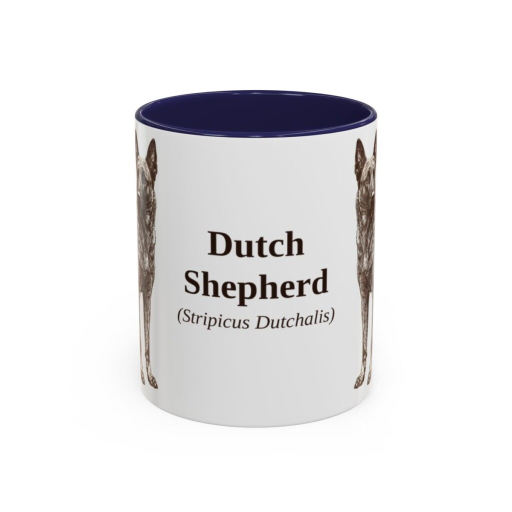 11oz Dutch Shepherd Latin Mug, Navy, front view