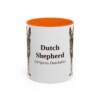 11oz Dutch Shepherd Latin Mug, Orange, front view