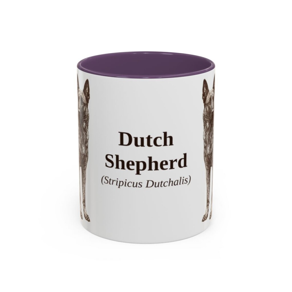 11oz Dutch Shepherd Latin Mug, Purple, front view