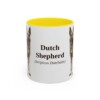 11oz Dutch Shepherd Latin Mug, Yellow, front view