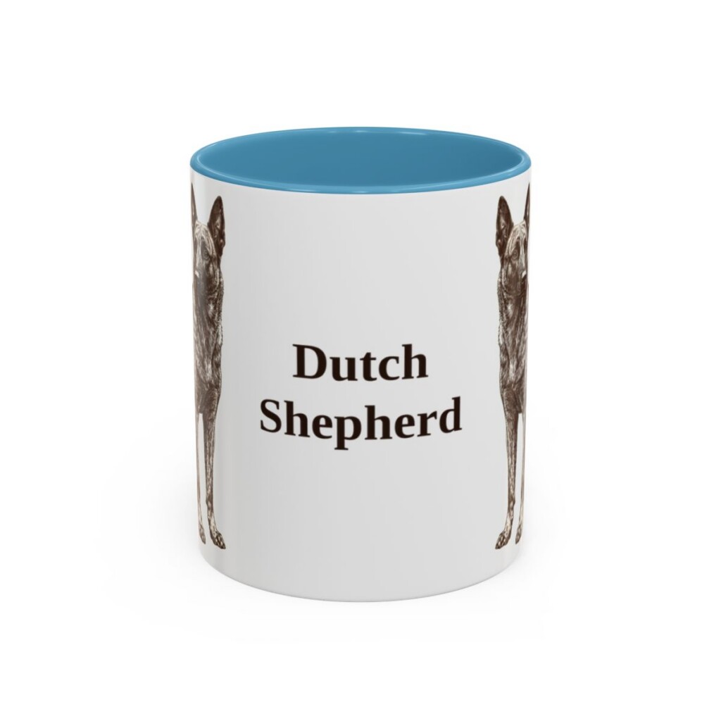11oz Dutch Shepherd Mug, Light Blue, front view