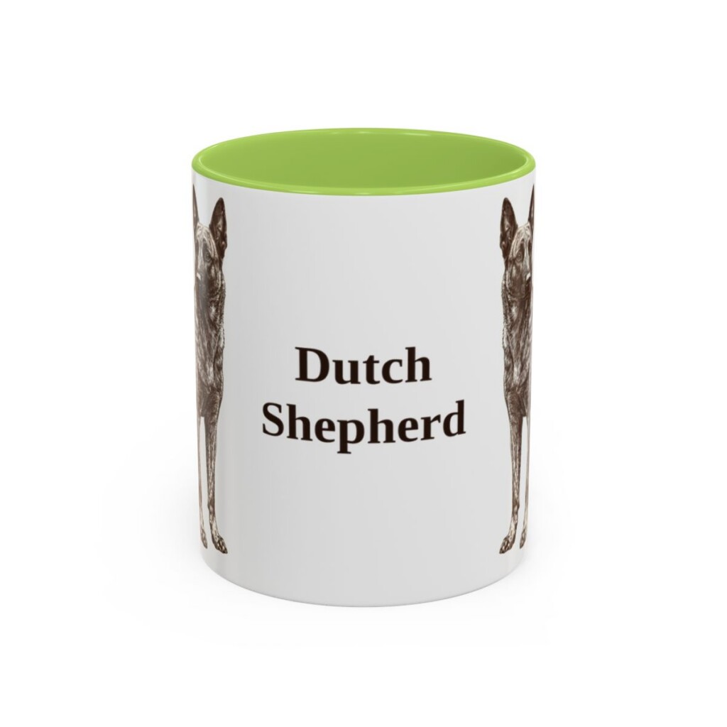 11oz Dutch Shepherd Mug, Light Green, front view