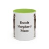 11oz Dutch Shepherd Dog Mom Mug, Light Green, front view