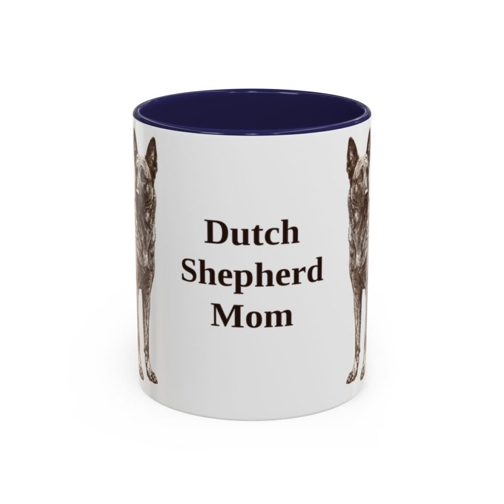 11oz Dutch Shepherd Dog Mom Mug, Navy, front view