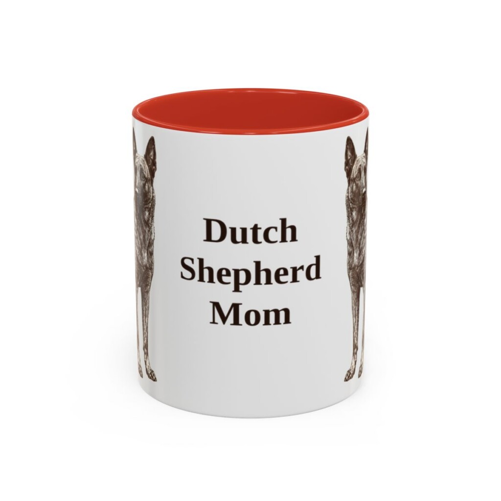 11oz Dutch Shepherd Dog Mom Mug, Red, front view