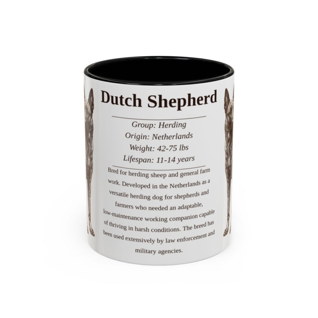 11oz Dutch Shepherd Mug, Black, front view