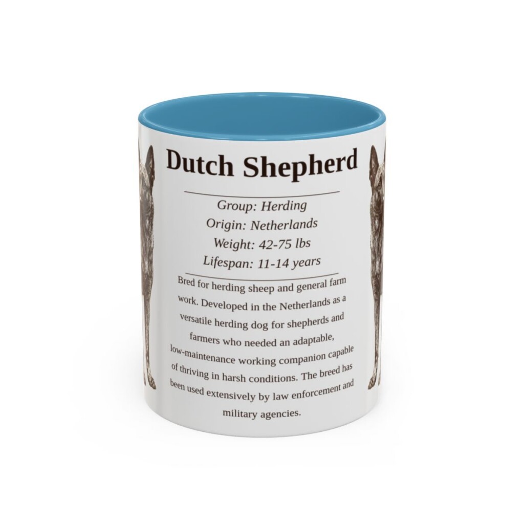 11oz Dutch Shepherd Mug, Light Blue, front view