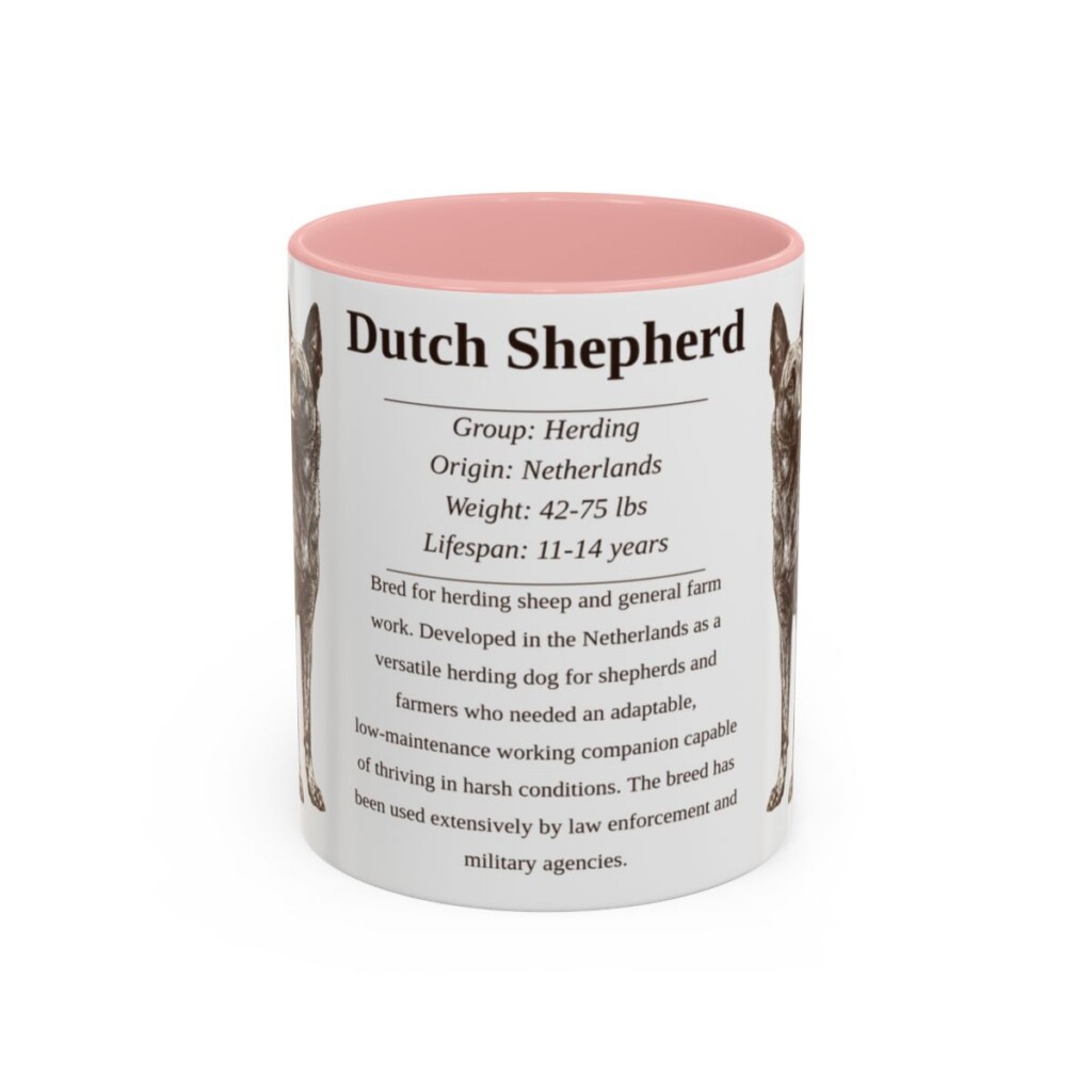 11oz Dutch Shepherd Mug, Pink, front view