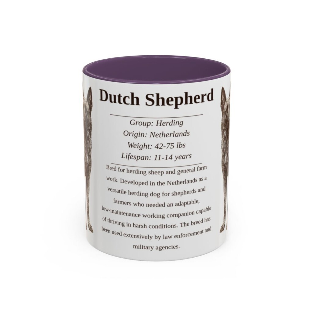 11oz Dutch Shepherd Mug, Purple, front view