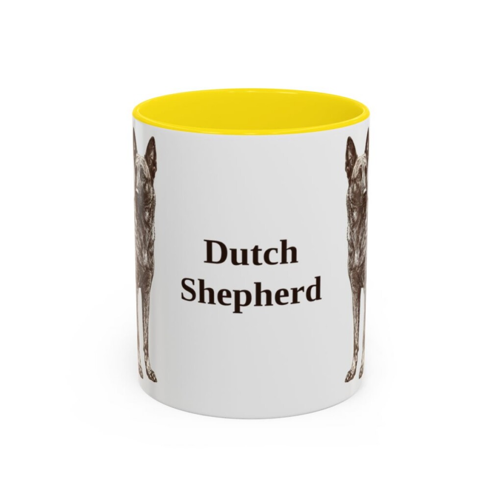 11oz Dutch Shepherd Mug, Yellow, front view