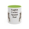 11oz English Cocker Spaniel Dog Dad Mug, Light Green, front view