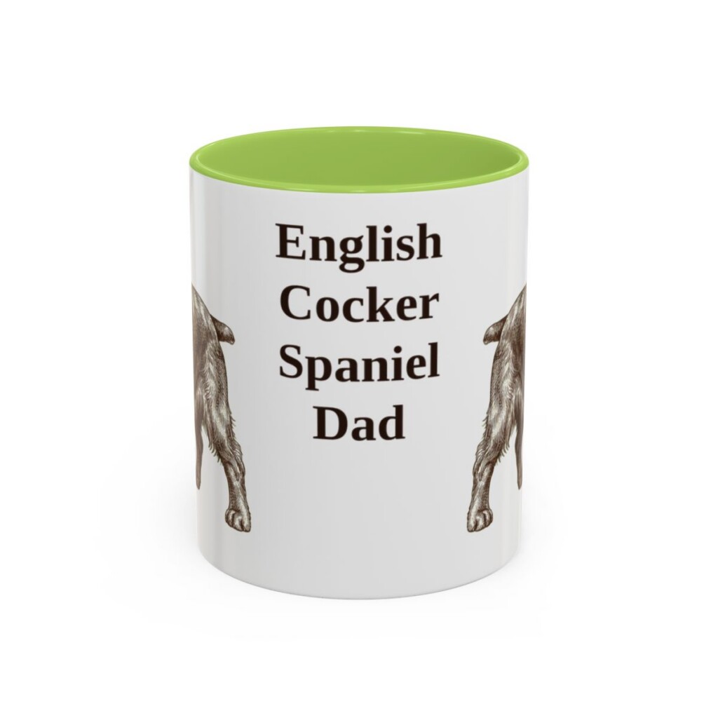 11oz English Cocker Spaniel Dog Dad Mug, Light Green, front view