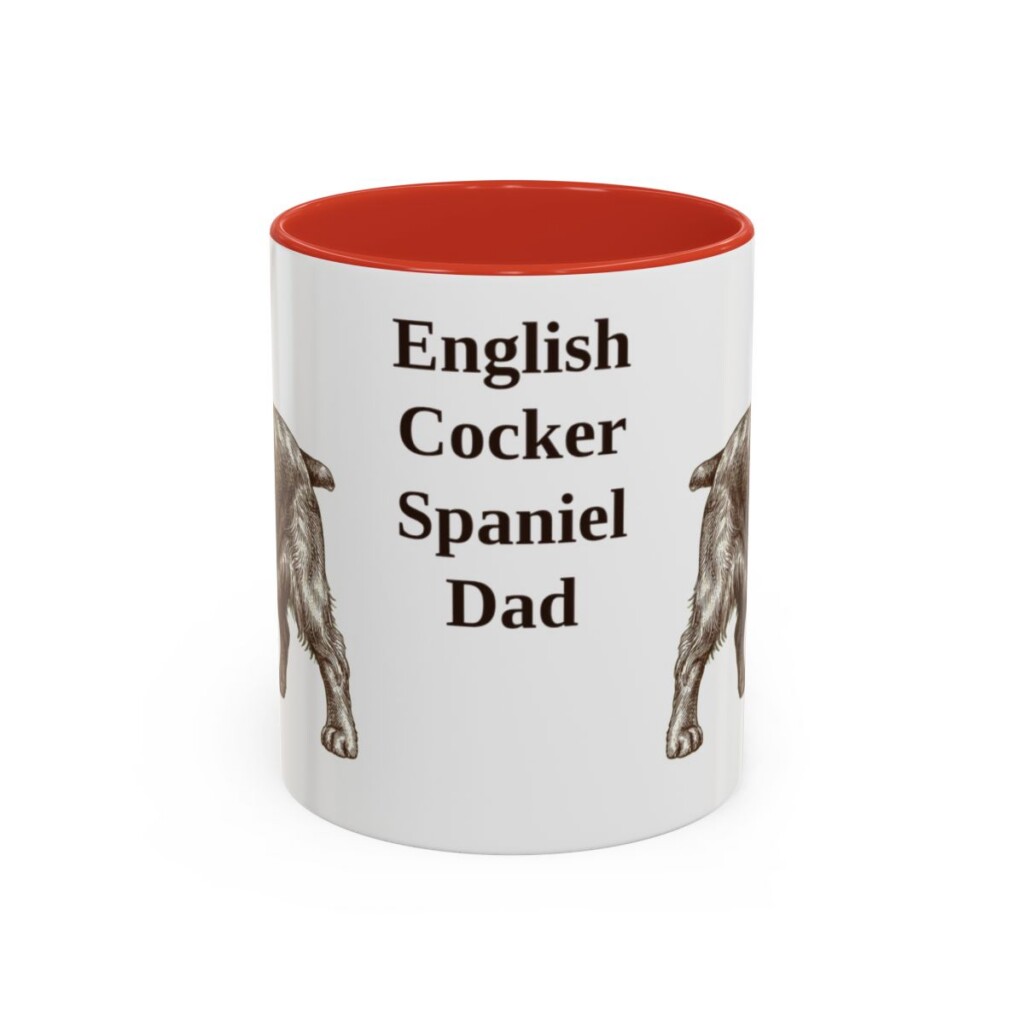 11oz English Cocker Spaniel Dog Dad Mug, Red, front view