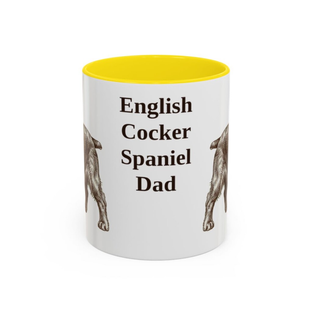 11oz English Cocker Spaniel Dog Dad Mug, Yellow, front view
