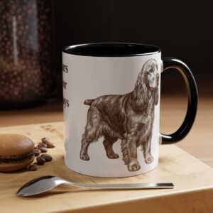 11oz Funny English Cocker Spaniel Mug, Black, lifestyle photo