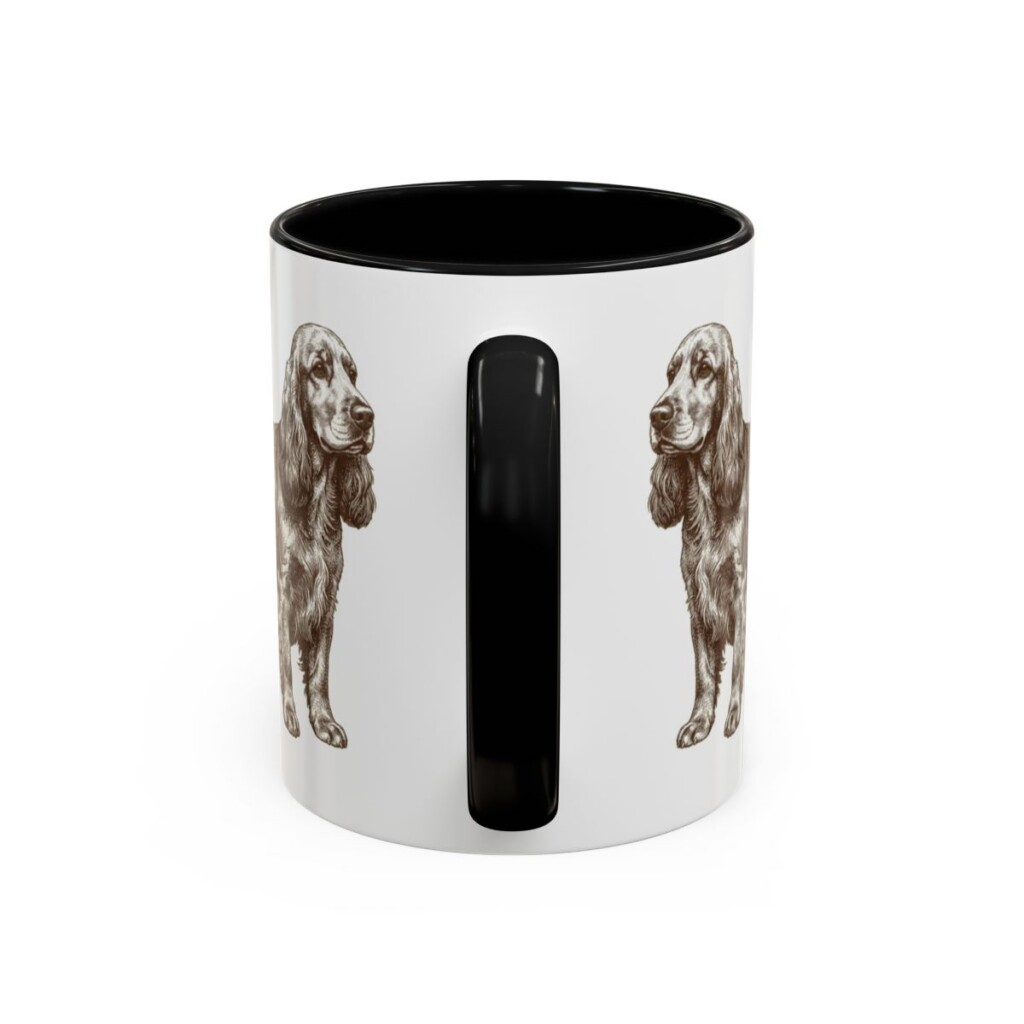 11oz English Cocker Spaniel Latin Mug, Black, back view