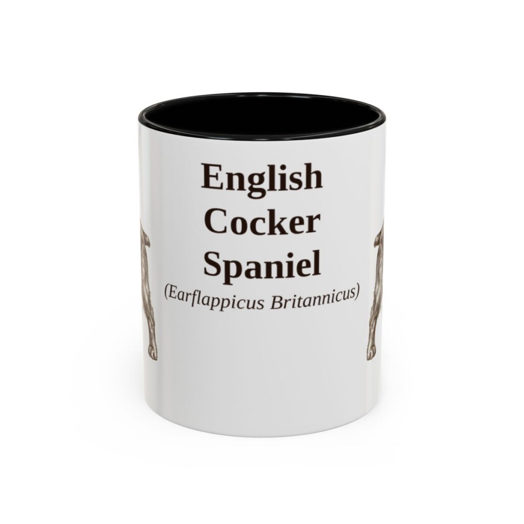 11oz English Cocker Spaniel Latin Mug, Black, front view